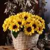 Decorative Flowers & Wreaths MLGB 6 Pcs Artificial Sunflower Bouquet Fake Sunflowers With Stems For Wedding Bride Bridesmaid Holding Flower
