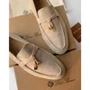 Loropiana Desiner Shoes Online Lucky Shoes Leather Women's Shoes AutumnShoes CashmereSuedeフラットソール快適なシングルシューズカジュアルシューズゴー