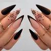 False Nails 24pcs Christmas Glitter Snowflake Design Fake Winter Wearable Acrylic Full Cover Press on Nail Tips 230214