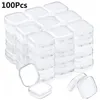 Ювелирные коробки 100 шт. Маленькие коробки квадратные прозрачные пластиковые коробки для хранения шкафа для хранения шкафа для отделки контейнера для складских классов для серьс 230215