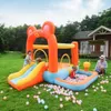 3.4x2.7x2.1m Oxford Inflatable Bounce House Outdoor GamesMini Bouncy Castles With Slide Indoor Kids Yard Panda Bear Style Jumper Bouncer with blower free