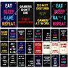 Retro Neon Metal Tin Sign Видеоигры Tin Signs Gaming Zone Decorative Iron Painting Plaque Tinplate для домашнего декора 20CMX30CM WOO