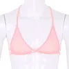 Bras Sets MSemis Sexy Men Bra Sissy Lingerie Pink Lace Gay Underwear Mesh See Through Sheer Y-shape Back Unlined Triangle Bralette TopBras