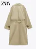 Trench da donna ZABA ZAR Donna Temperamento francese Autunno Fashion Design Tunica vintage Fasce larghe Retro Giacca a vento doppio petto Donna Y2K 230215