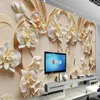 Bakgrunder Anpassad självhäftande tapet 3D Relief Butterfly Orchid Bakgrund Muralet vardagsrum TV SOFA Klassisk heminredning Vattentät
