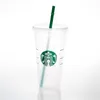 Starbucks Tubblers Kolor Zmiana plastikowego kubka Zmiana 24 uncji plastikowy sok do picia kubek z wargą i słomką magiczną kawą