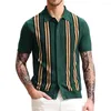 Chemises décontractées pour hommes Hommes Chemise Chic Tricoté Revers Été Col Rabattu Hauts Vêtements Quotidiens