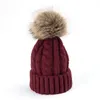 Berets vrouwen pluizige echte pels peuten gebreide muts dikke warme pet winter kind kind ski -schedels hoed bot gorros