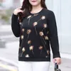 Women's Plus Size T-Shirt Autumn Print Black Elegant Fashion Plus Size T-shirts for Women Long Sleeve Casual Lady Tops All Match Aesthetic Female Clothes 230215