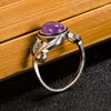 ウェディングリングヴィンテージ自然アメジストメスジルコンリングヨーロッパとアメリカンタイシルバーカラー紫色の宝石エレガントジュエリー