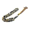 Strand Rosario Uomo Resina Nera Tasbih 33 Islam Beads Bracciale Uomo Con Nappina In Cotone