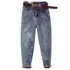 Damesjeans Hoge taille moeder met riem Dames vriendinnen Rechte zak Losse vintage denim broek Vaqueros Mujer YS9860 230214