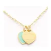 Pendant Necklaces Design Brand Heart Love Necklace For Women Stainless Steel Accessories Zircon Green Pink Jewelry Gift Drop Deliver Dhyuu