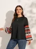 Women's Plus Size T-Shirt Finjani Plus Size Lantern Sleeve Top Floral Print Women's Clothing Long Sleeve Knit Casual Loose Tee 230215