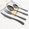 Dinnerware Sets 24Pcs Gold Cutlery Set Steak Knife Cake Fork Coffee Spoon Western Stainless Steel Tableware Kitchen Flatware