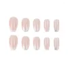 False unhas 24p borda branca borda francesa nude rosa glitter chanfrado balé curto farsa removível pressione na unha capa artificial artificial