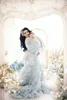 Wraps Pregnant Women Pograph Dresses Tiered Ruffles Long Sleeve Tulle Robe Gown Bathrobe Sleep Nightdress For Wedding Party