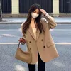 Women's Suits Autumn Winter Solid Color Double Buttons Temperament Suit Coat Office Blazer Commuting Style Warm