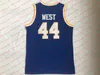 West Virginia East Bank High School Mountaineers Jerry 44# West Jersey Blue Embroidery Basketball Jerseys