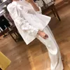 Kobiety bluzki Kuzuwata Japońskie sąd retro francuska romantyczna koszula luźna cienki temperament szyi Blusas Mujer de moda 2023 biały kwiat