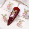 Nail Art Decorations Embrace Heart Gem Rabbit Charms 3pcbag zirkon Lovely Bunny Metal Decoration Kawaii Easter Manicure Ornament 230214