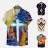 Casual shirts voor heren heren Summer Beach Seaside digitale 3D printen reversknop korte mouw shirt T Hawaii Holiday Camisas de Hombre