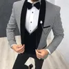 Men's Suits Houndstooth Men Suit Slim Fit For Dinner Prom 3 Piece Groom Wedding Tuxedo Male Fashion Costume Jacket With Pants Vest