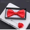 Bow Ties 2023 Fashion heren bruiloft dubbele stofpatroon rood bowtie prachtige formele high-end vlinderdas met geschenkdoos