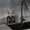 Strumenti da bagno all'ingrosso Bottiglie di vetro vuote da 500 ml di sapone liquido Shampoo Bottiglia riutilizzabile per hotel di grande capacità in bianco e nero