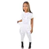 2023 Designer-Trainingsanzüge Sommer Zweiteilige Sets Damen Outfits Ripped Sprotswear Kurzarm Pullover T-Shirt und Hosen Lässige Löcher Sportanzüge Großhandel 9272