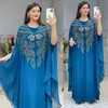 Etniska kläder Abayas för kvinnor Dubai Luxury Chiffon Boubou Muslim Fashion Dress Caftan Marocain Wedding Party Eccesions Djellaba Femme 230215