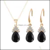 Oorbellen Ketting Partij Sieraden Set Waterdruppel En American Fashion Gold Serie Sieraden Sets Bruidsmeisje Levering Dhptu