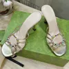 Womens slide sandal with crystals New fashion logo details appear in each series Sandals high heels slippers designer heels sandals upper made of sheepskin