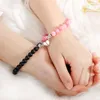 Bracelets de charme Coeur Magnétique Snap Charms Amoureux Couple Bracelet Lava Pierre Perles Amitié Distance Correspondant Braclet Valentines D Dhqfm