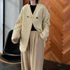 Women's Trench Coats Kuzuwata V Neck Long Sleeve JAPAN Autumn Pockets Argyle Drawstring Single Button Parkas Jaqueta Feminina Puffer Jacket