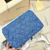 Cc Bag Borse a tracolla 22c Donna Classic Mini Patta Denim trapuntato Perla Crush Borsa a sfera buona Hardware in metallo dorato Catena Matelasse Crossbo