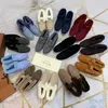 Loropiana Desiner chaussures en ligne automne hiver nouvelles bottes de neige pull en peluche bout rond semelle plate chaussures décontractées chaussures en peluche WomenAPB7