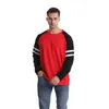 Hommes t-shirts mode hommes chemise col rond manches raglan couleur correspondant confortable haut à manches longues pull 2023 printemps