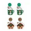 Stud Earrings Christmas Gifts For The Year 2023 Korean Fashion Jewelry Cute Acrylic Winter House Snowman Cup Women