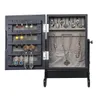 Black Storage Box Small Mirror Jewelry Cabinet Organizer Armoire Storage Box Countertop with Stand BJUKPSYWMK