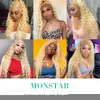 Spetsspärrar MONSTAR 613 malaysiska lockigt mänskliga hårväv bunt 28 tum Remy Deep Wave Platinum Blonde 1 3 4 -erbjudanden 230214