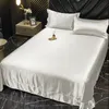 Conjuntos de roupas de cama de alta qualidade Mulberry Silkblending Fabled Bedding Set Satin High -End Satin Beddings Solid Color Solid 100% Tampa de edredão de seda rei 230214