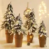 Decorações de Natal Mini Árvore 27/33cm Cedar White Pines Decoração de Desktop Decoração de Xmas da mesa da casa Ornamentl 2023 Navidad