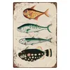 Vintage coloré poisson marin métal signes étain signes affiche décor pour Bar Pub Club homme grotte décoration murale 20x30cm Woo