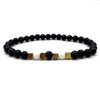 Strand Cube Charm Armband Men 2023 Trendy Classic 6mm Handgjorda lava Tiger Eye Stone Pärla för smyckespresent