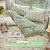 Sängkläder sätter 100% bomull färsk blommig grön täcke täckning sängkläder set med blommor hudvänlig andningsbar 1 täcke täckning 2 örngott 230214