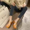 Slippers 2023 Summer Women Brand 5cm High Heels Slippesr Slipsr на мулах Orange Block Classics Open Toe Beach Slides Plus Size обувь