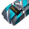 Bow Ties DiBanGu Design Silk Men's Tie Pocket Square Cufflinks Set Gold Blue Triped Formal Wedding Party Necktie With Silver Ring