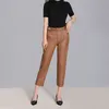 Women's Pants Capris Genuine Leather Pants Women High Waist Autumn And Winter Korean Style Streetwear Trousers Women With Belt 230214