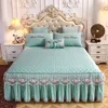 Bed Skirt 1pcs Nordic Black Princess Lace Bedspreads High Quaility Bed Skirt Solid NonSlip Sheet Mattress Cover Bed Sheet No Pillowcase 230214